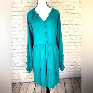 Knox Rose Long Sleeved Green Boho Holiday Dress Medium